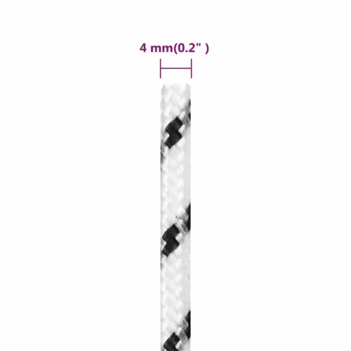 Fehér poliészter fonott csónakkötél 4 mm x 25 m