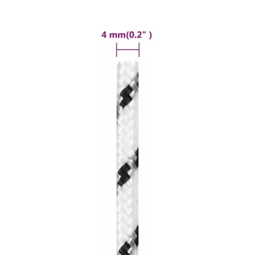 Fehér poliészter fonott csónakkötél 4 mm x 500 m