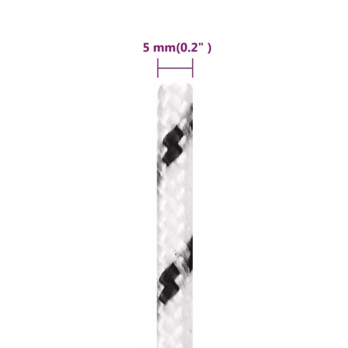 Fehér poliészter fonott csónakkötél 5 mm x 25 m