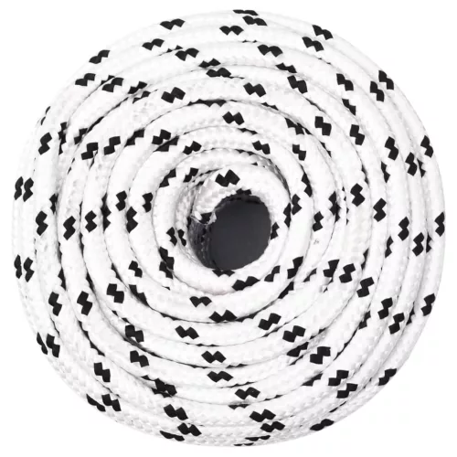 Fehér poliészter fonott csónakkötél 6 mm x 25 m