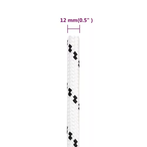 Fehér poliészter fonott csónakkötél 12 mm x 25 m