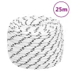 Fehér poliészter fonott csónakkötél 12 mm x 25 m