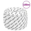 Fehér poliészter fonott csónakkötél 12 mm x 100 m