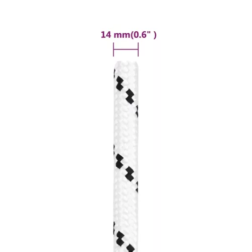 Fehér poliészter fonott csónakkötél 14 mm x 100 m