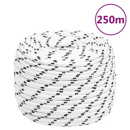 Fehér poliészter fonott csónakkötél 14 mm x 250 m