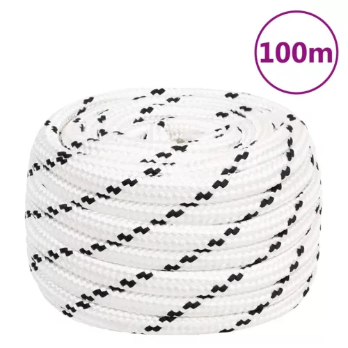 Fehér poliészter fonott csónakkötél 20 mm x 100 m