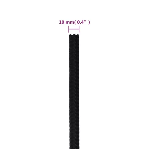 Fekete poliészter munkakötél 10 mm 250 m