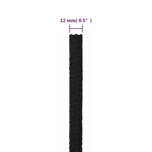 Fekete poliészter munkakötél 12 mm 100 m
