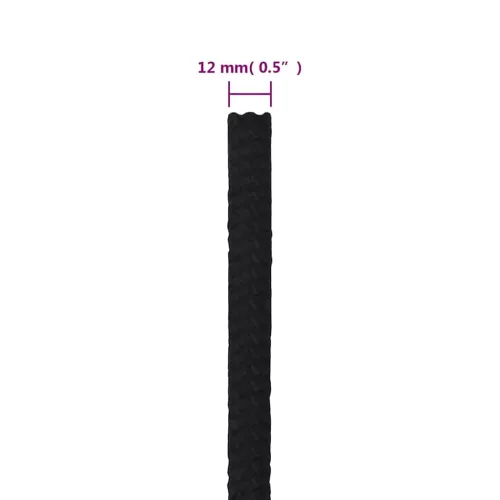 Fekete poliészter munkakötél 12 mm 250 m