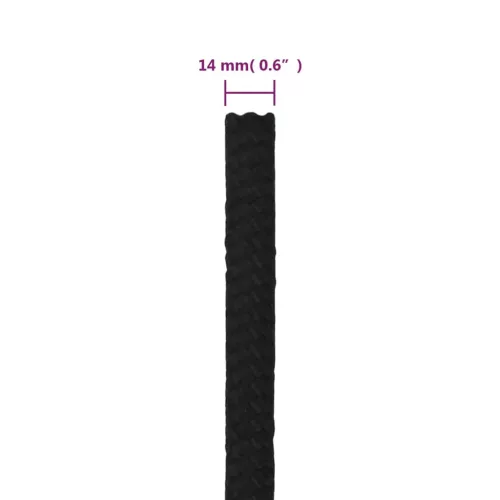 Fekete poliészter munkakötél 14 mm 250 m
