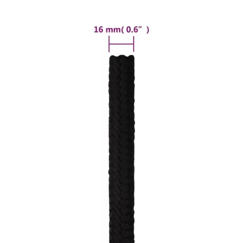 Fekete poliészter munkakötél 16 mm 25 m
