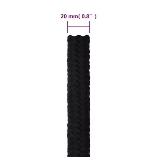 Fekete poliészter munkakötél 20 mm 50 m