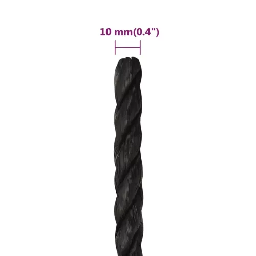 Fekete polipropilén munkakötél 10 mm 250 m