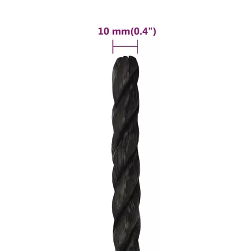 Fekete polipropilén munkakötél 10 mm 500 m