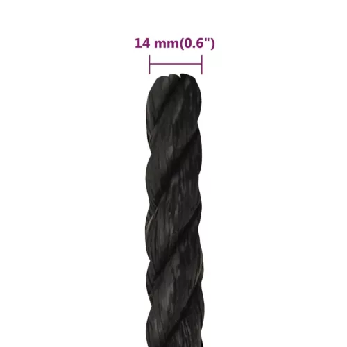 Fekete polipropilén munkakötél 14 mm 250 m