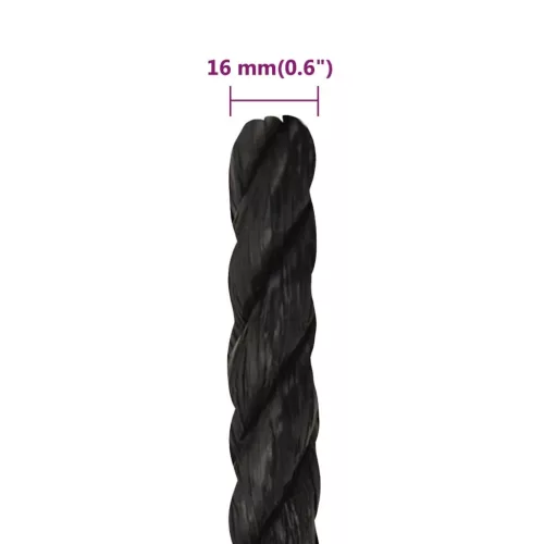 Fekete polipropilén munkakötél 16 mm 100 m