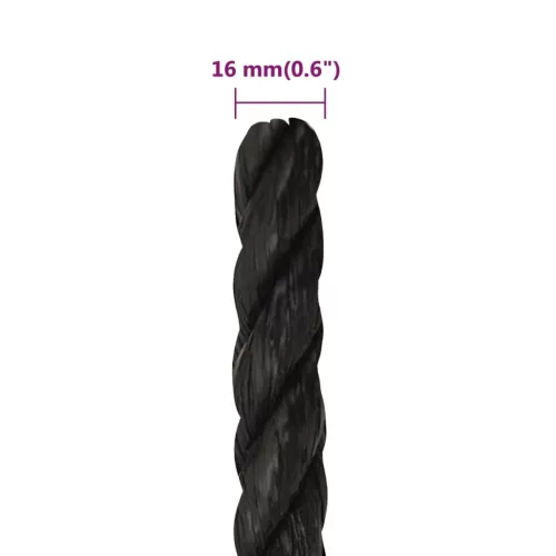 Fekete polipropilén munkakötél 16 mm 250 m