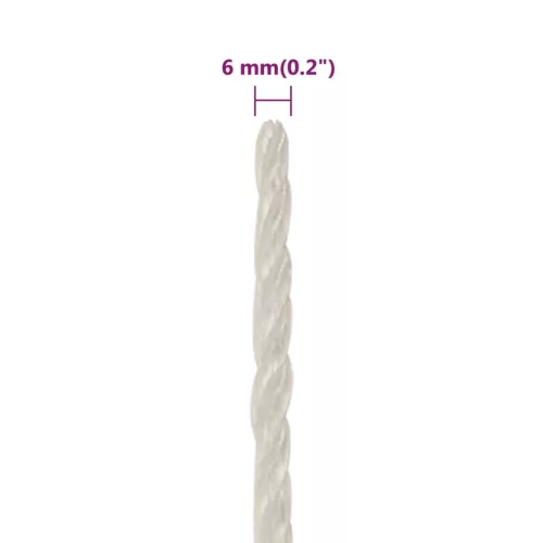 Fehér polipropilén munkakötél 6 mm 25 m