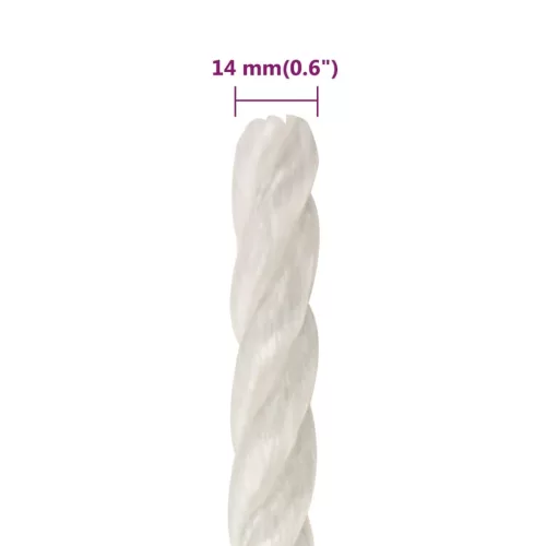 Fehér polipropilén munkakötél 14 mm 100 m