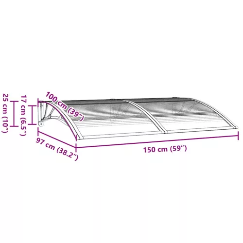 Fekete polikarbonát ajtóelőtető 150 x 100 cm