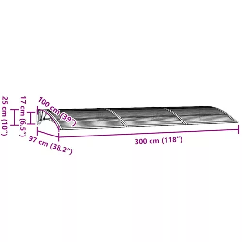 Fekete polikarbonát ajtóelőtető 300 x 100 cm