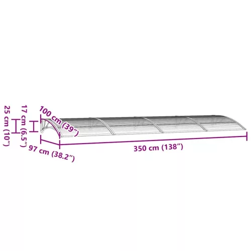 Fekete polikarbonát ajtóelőtető 350 x 100 cm