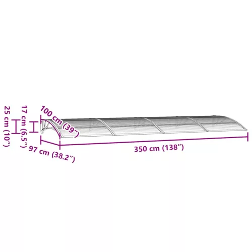 Fekete polikarbonát ajtóelőtető 350 x 100 cm