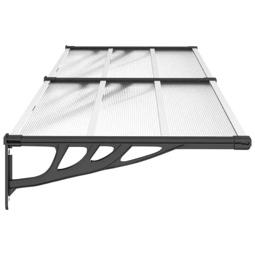Fekete és átlátszó polikarbonát ajtóelőtető 239 x 90 cm