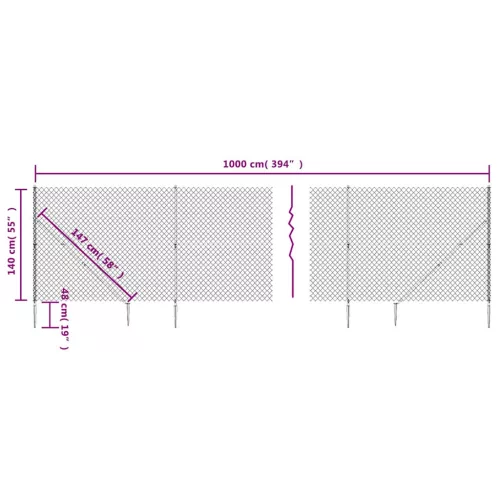 Zöld drótkerítés cövekekkel 1,4 x 10 m