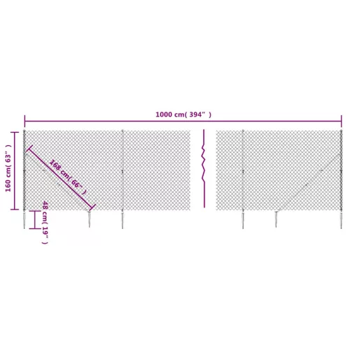 Zöld drótkerítés cövekekkel 1,6 x 10 m