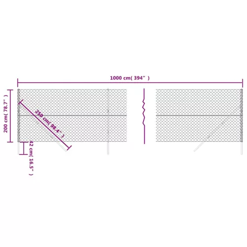 Antracitszürke drótkerítés 2 x 10 m