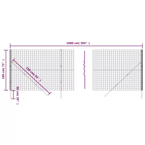 Zöld horganyzott acél drótkerítés 1,8 x 10 m