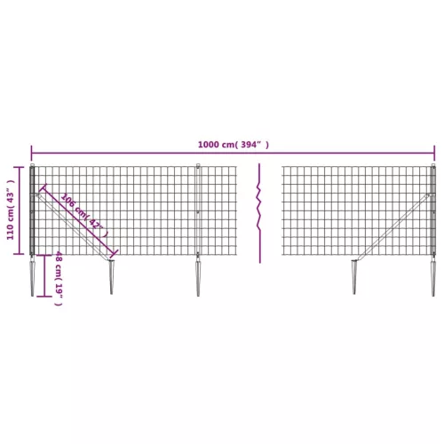 Zöld dróthálós kerítés cövekekkel 1,1x10 m
