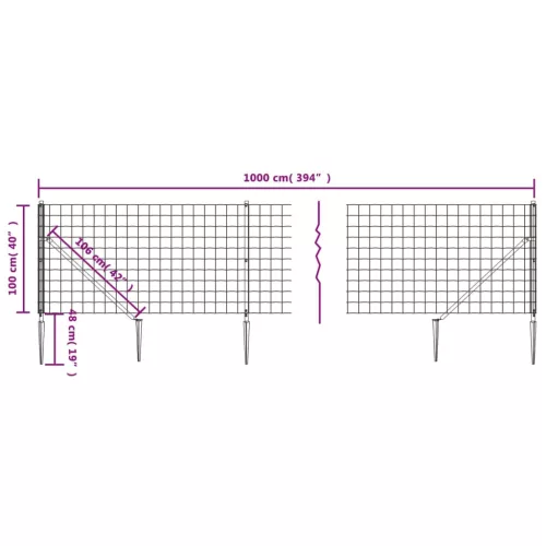 Zöld dróthálós kerítés cövekekkel 1x10 m