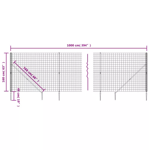 Zöld dróthálós kerítés cövekekkel 1,6 x 10 m