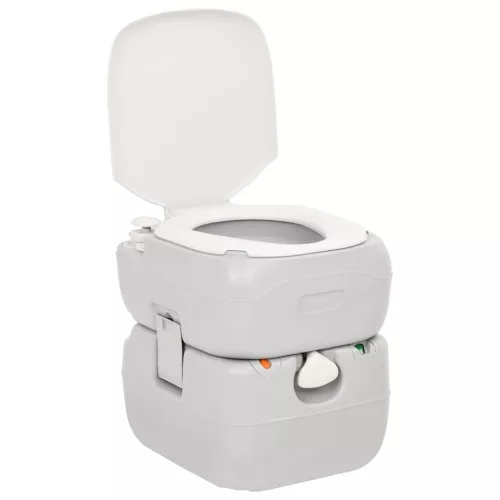 Szürke-fehér HDPE hordozható kemping WC 22+12 L