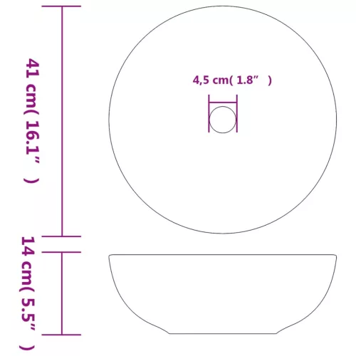 Többszínű kerámia kerek asztali mosdó Φ41 x 14 cm