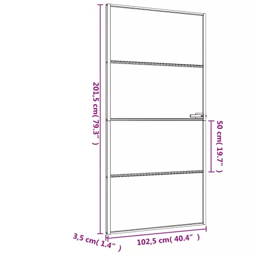 Fekete edzett üveg és alumínium beltéri ajtó 102,5x201,5 cm