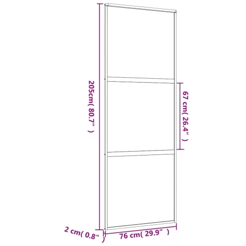 Aranyszínű átlátszó ESG üveg és alumínium tolóajtó 76 x 205 cm