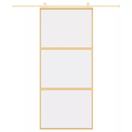 Aranyszínű átlátszó ESG üveg és alumínium tolóajtó 90 x 205 cm