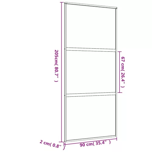 Aranyszínű átlátszó ESG üveg és alumínium tolóajtó 90 x 205 cm