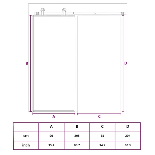 Aranyszínű átlátszó ESG üveg és alumínium tolóajtó 90 x 205 cm