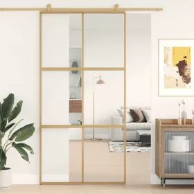   Aranyszínű átlátszó ESG üveg és alumínium tolóajtó 102,5x205 cm