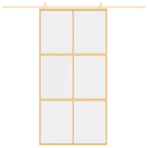 Aranyszínű átlátszó ESG üveg és alumínium tolóajtó 102,5x205 cm