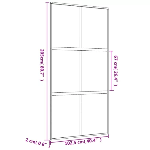 Aranyszínű átlátszó ESG üveg és alumínium tolóajtó 102,5x205 cm