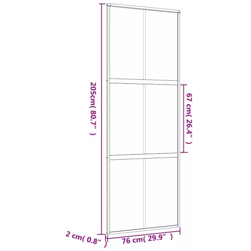 Aranyszínű ESG tejüveg és alumínium tolóajtó 76 x 205 cm
