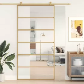   Aranyszínű átlátszó ESG üveg és alumínium tolóajtó 102,5x205 cm