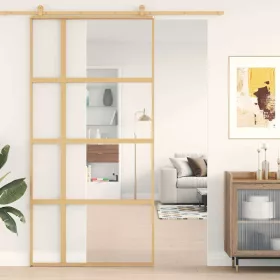   Aranyszínű átlátszó ESG üveg és alumínium tolóajtó 102,5x205 cm