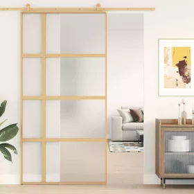   Aranyszínű ESG tejüveg és alumínium tolóajtó 102,5 x 205 cm