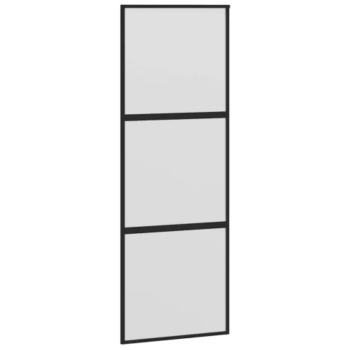 Fekete edzett üveg és alumínium tolóajtó 76 x 205 cm